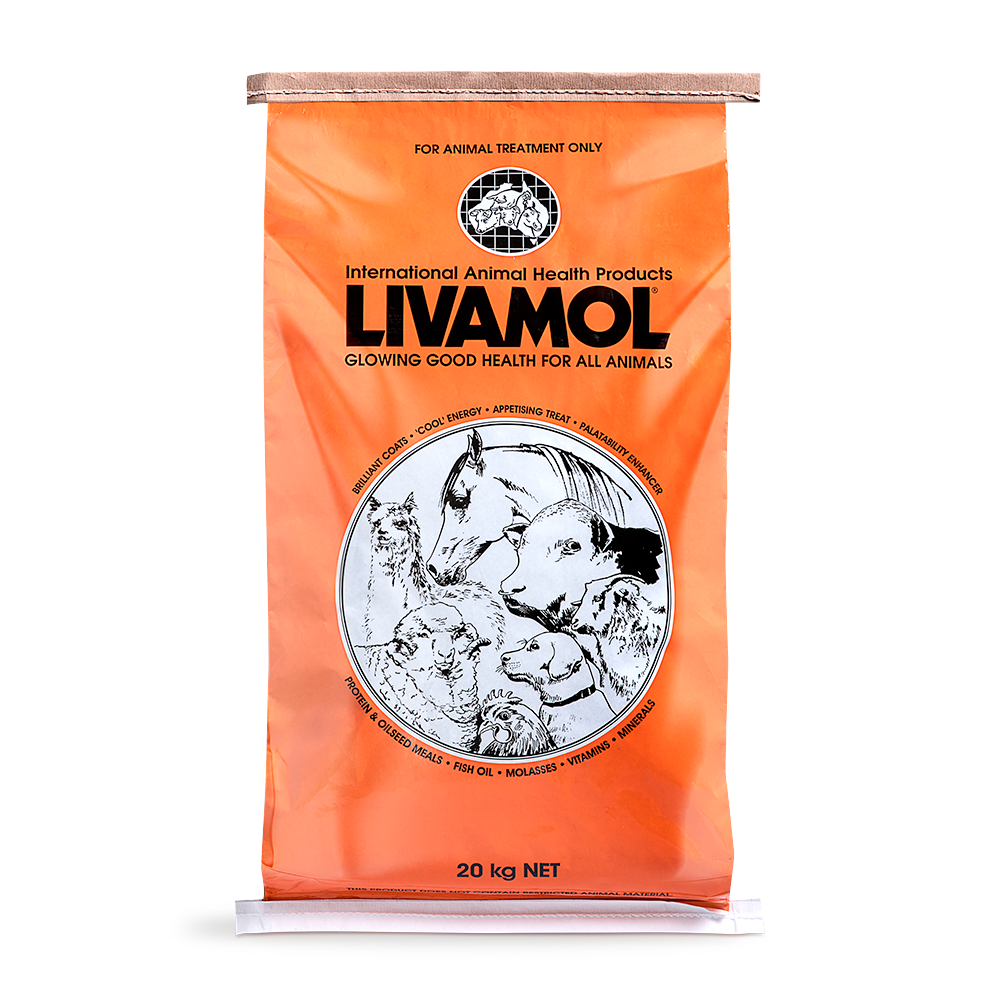 Livamol 20kg Horse Nutritional Supplement in Orange Bag